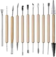 11 Pcs Pottery Sculpting Tools Set for Professional Art Crafts, Ceramic Clay Tools, Wooden Handle Pottery Carving Tools, Modeling Tools, Wooden Sculpture Knife, Pumpkin Carving Tools