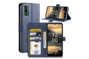 For Nokia XR21 SupRShield Wallet Leather Card Holder Flip Protective Shockproof Case Cover (Navy Blue)