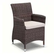 Roman Outdoor Wicker Dining Arm Chair Chestnut Brown - Latte