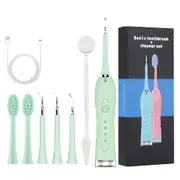 7 in1 Electric Teeth Cleaner Sonic Toothbrush USB Portable Dental Scaler Calculus Tartar Remover Tips Waterproof Household