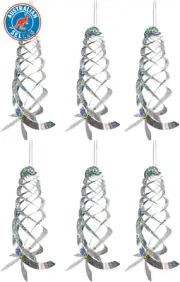 Anti-Bird Deterrent Reflective Ornamental Spiral Device, 6Pcs Hanging Bird Scare