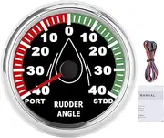 85mm Rudder Angle Gauge Indicator 85mm Boat Rudder Angle Meter 932V Direction Adjustable IP67 Waterproof Multicolor Backlit Gauge Meter (Black Dial Silver Bezel)