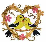 Goldfinch Love Nest Embroidered Iron on/Sew patch [6.72" X 7.76"]
