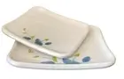 Melamine Side Sushi Plate Dish Set Snack Serving Flower Print Rectangular Melmac