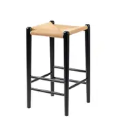 65cm Black & Natural Replica Hans Wegner Wishbone Kitchen Stool