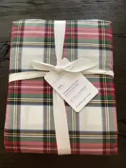 Pottery Barn Stewart Plaid Organic percale Christmas KING sheet set NEW