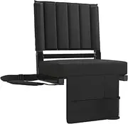 Besunbar Stadium Seat for Bleachers with Back Support and Wide Padded Cushion, Portable Bleacher Seat w/2 Bleacher Hooks, Shoulder Strap, Carrying Handle & Cup Holder