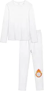 [VZV] Girls Thermal Underwear Set Kids Thermal Set Fleece Lined Kids Base Layer Long Johns for Kids Top and Bottom for Winter