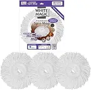 Microfibre Mop Heads 3 PACK – Value Pack, Fits White Magic Spin Mops, Effortless Spin Drying, Chemical-Free, Machine Washable, 4X More Absorbent Than Cotton, Eco-Friendly Cleaning