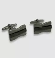$40 Kenneth Cole Men's Gray Gunmetal Bowtie Cuff Links