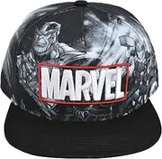 [Concept One] Marvel The Avengers and Thanos Baseball Hat, Flat Brim Adult Adjustable Snapback Ball Cap, Black, One Size