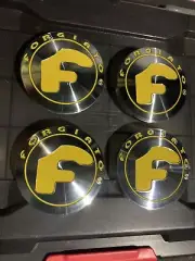 WHEELS Center Cap Brush/Yellow LOGO FLOATING CENTER CAPS Custom (4pcs)