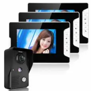 Wired 7" Color Video Door Phone Doorbell Home Security IR Camera 3 Monitors