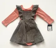 NEW Art Class Black Strips Baby Girl Dress Jumper Pink Top 2 Piece Size 12M