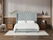 My Style Winged Headboard & Slimline Base - King / Duckegg / Drawer Base