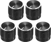 uxcell 5pcs Potentiometer Knob Knurled Shaft Black Tone Aluminum 6mm Shaft Dia. Rotary Knob 15mmx13mm Volume Control Knob