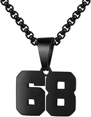 [Susook] Number Necklaces Personalized Necklaces 18K Gold Plated Initial Number Pendant Stainless Steel Chain Sports Necklaces for Men Women