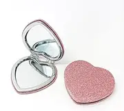 Heart Shaped Mirror Compact Pocket Mirror Portable Double Sided 1x/2x Magnifying Purse Mirror for Women Girls Mini Cute Vanity Mirror for Handbag Wallet Home Office(Pink)