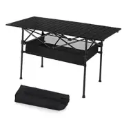 Camping Table, Portable Aluminum Roll-up Picnic Backpacking Table with Mesh