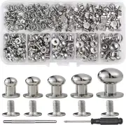 120 Assorted Round Head Button Studs for Leather Repair and Decoration