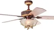 Antler Rustic Ceiling Fan Lights Remote Chandelier 52" Red Bronze 5 Blade