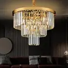 YOLIZUOT Gold Crystal Chandelier 20" Modern Chandelier 3 Tiers 6 Lights Penda...