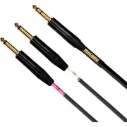 Mogami Gold 1/4" TRS to Dual 1/4" TS Audio Studio Insert Cable - 2'