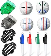 8 Pack Golf Ball Marker Liner Drawing Tool - 4 Stencils and 4 Color Markers - Alignment Marking Tool for Golfers