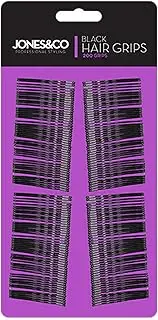 JONES & CO 200 x Hair Grips Clips Womens Bobby Style Bun 4.5cm Waved Pins Everyday Casual Stylist Slides BLACK Or BROWN Ladies Girls Party Wedding UK Free P&P (HAIR GRIPS (BLACK))