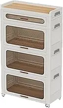 Storage Box with Flip Top Lid Self Contained Drawers 360 Degree Rotating Wheels Clear Bins for Kitchen Living Room Bathroom Bedroom 61x33x117cm