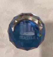 Seattle Paper Weight Skyline Laser Etched Facetd Crystal