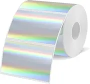 YEGAWEN 3x2 Inch Holographic Thermal Labels, Silver Thermal Sticker Labels, Rainbow Glitter Stickers for Price, Barcode, Mailing, Name, DIY Custom Logo Design, 200 Pcs/1 Roll