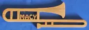 Personalized Hand Cut Oak Trombone - Great For Room Door, Wall or Locker