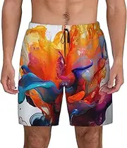 [Sipumia] Mens Tie-Dyed Printed Swim Trunks with Compression Liner Quick Dry 2 in 1 Board Shorts with Pockets