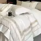 Luxury Embroidery Cotton BeddingSet Duvet Cover Flat/Fitted Bed Sheet Pillowcase