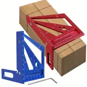 JIGHOLE 3D Multi-Angle Measuring Ruler Square Protractor MM/Inch Metric Imperial Durable Aluminum Alloy T-Type Triangle