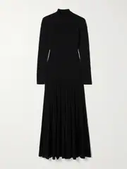 [Isabel Marant] Isabel Marant - Gisole Paneled Pointelle-knit Turtleneck Maxi Dress - Black - FR 44 FR 44 Black