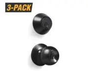 Premier Entry Door Knob Combo Lock Set Black w/ Deadbolt (3-Pack, Keyed Alike)