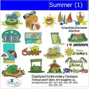 Embroidery Design Set - Summer(1) - 20 Designs - 9 Formats - USB Stick