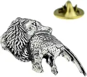 Spaniel with Pheasant Pin Badge, Pewter, 3cm, Metal
