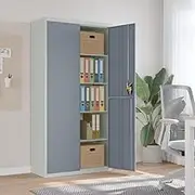 Modern Home Office Business File Cabinet Light Gray and Dark Gray 90x40x180cm Durable Steel Construction Documents and Fixtures Storage Solution