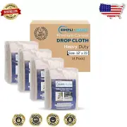 Bulk 4-Pack Natural Canvas Drop Cloth, 12' x 15' - Perfect Surface Protection