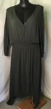 AUTOGRAPH OLIVE GREEN “BUTTON” TRAPEZE UNEVEN HEMLINE DRESS SZ 22 NEW STOCK IN