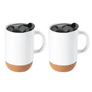 Gibson Home Modani 2-Pack 16.5 oz Mug Set w/ Removable Cork Base & Lid - White