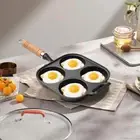 4 Hole Cast Iron Omelet Pan Non-Stick Cooking Egg Ham Pan Cake Maker Frying Pan
