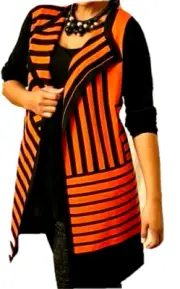 TS TAKING SHAPE plus sz L / 22 Cirque Du Monde Cardigan orange/black NWT rrp$180