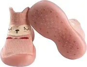 [Lucckey] Anti-Slip Baby Toddler First Walking Sock Shoes, [Cute Animal] Cotton Lightweight Slip-On Shoes with Soft Rubber Sole Unisex Non-Skid Indoor Outdoor Floor Slipper Breathable Kid Girls Boys Socks Boots