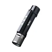 6-in-1 1000lm Dual-light Zoomable Alarm Flashlight USB-C Rechargeable Mobile Power Bank Camping Work Light - Black