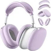 WJK Soft Case Cover for AirPods Max Headphones, Airpods Max Ear Cup Covers/Ear Pad Case Cover/Headband Cover/Max Headband Pad, Silicone Skin Protector Compatible with Apple AirPods Max, Lavender