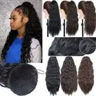 Natural Hair Ponytail Clip In Long Corn Wavy Hair Extension Drawstring Pony Tail